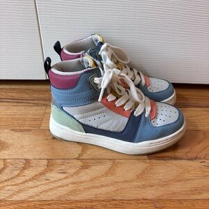 Zara Kids Blue, Coral, Yellow and Gray High-Top Sneakers size US 11, EU 29